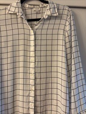 J. Crew White Button-Down Shirt with Black Windowpane Grid